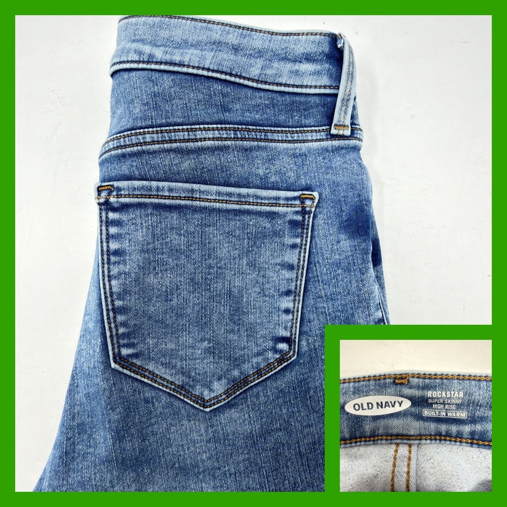 Old Navy Rockstar Super Skinny Jeans High Rise Built-In Warm Blue Denim Size 2